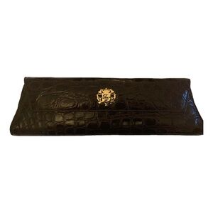 Black Crocodile Embossed Clutch